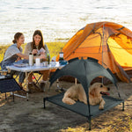 Petease Portable Outdoor Dog Bed – Grey Elevated Pet Bed with UV-Resistant Canopy