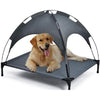 Petease Outdoor Dog Bed – Portable Grey Pet Bed with UV-Resistant Canopy